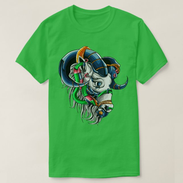 Illustration av Goat Mecha Head T Shirt (Design framsida)
