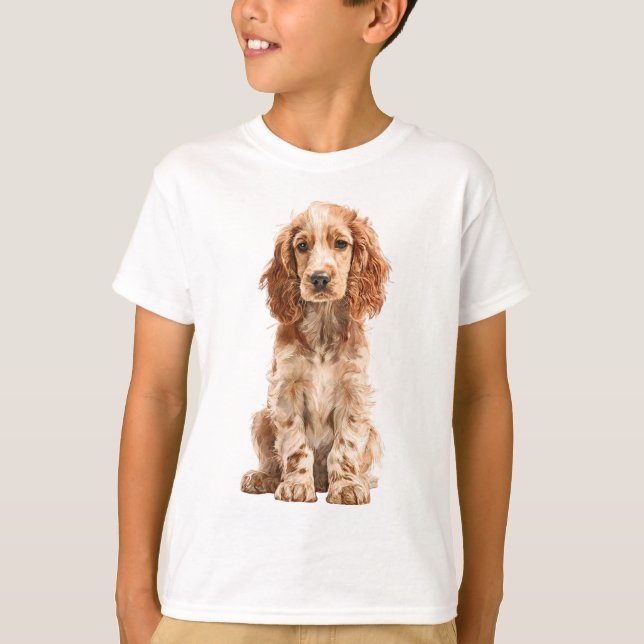 Illustration av Golden Cocker Spaniel-valp för bar T Shirt (Framsida)