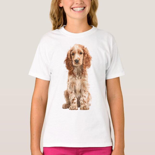 Illustration av Golden Cocker Spaniel-valp för bar T Shirt (Framsida)