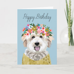 Illustration av Golden Doodle Flower Krona Kort