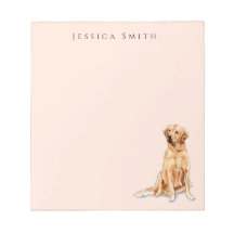 Illustration av Golden Retriever på rosa antecknin