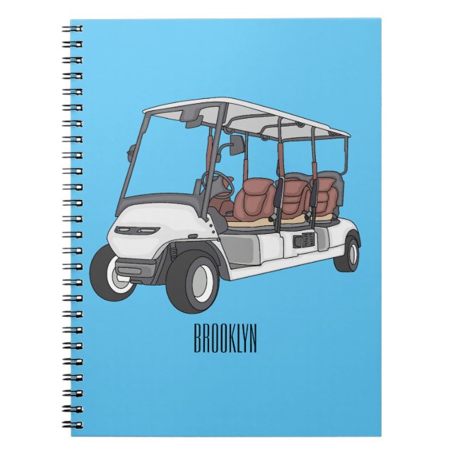 illustration av golfkart/golfbuggy-tecknad anteckningsbok (Framsidan)