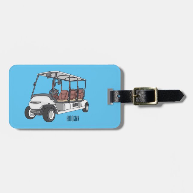 illustration av golfkart/golfbuggy-tecknad bagagebricka (Horisontell Framsida)