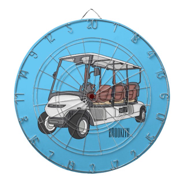 illustration av golfkart/golfbuggy-tecknad darttavla (Framsidan)
