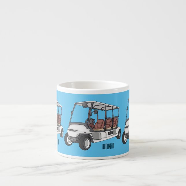 illustration av golfkart/golfbuggy-tecknad espressomugg (Framsidan)