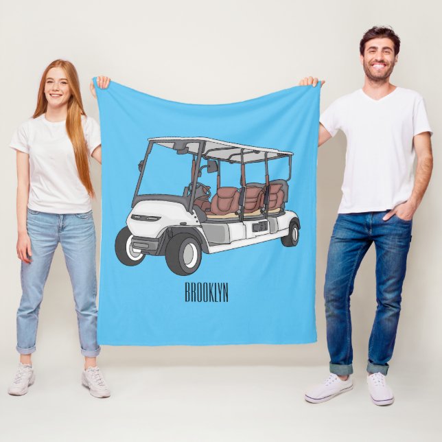illustration av golfkart/golfbuggy-tecknad fleecefilt (På plats)