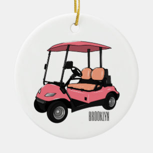illustration av golfkart/golfbuggy-tecknad julgransprydnad keramik