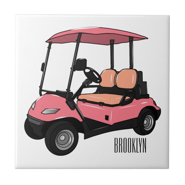 illustration av golfkart/golfbuggy-tecknad kakelplatta (Framsidan)