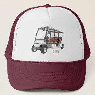 illustration av golfkart/golfbuggy-tecknad keps