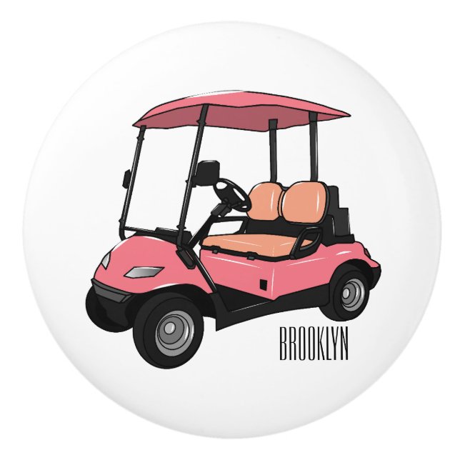 illustration av golfkart/golfbuggy-tecknad knopp (Framsidan)