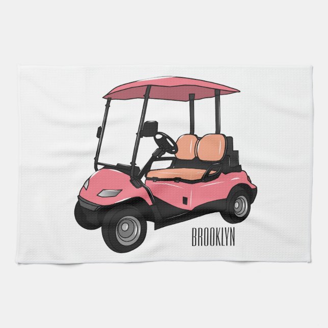 illustration av golfkart/golfbuggy-tecknad kökshandduk (Horisontell)