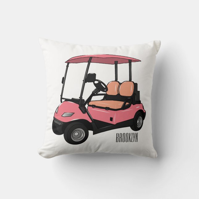 illustration av golfkart/golfbuggy-tecknad kudde (Framsida)