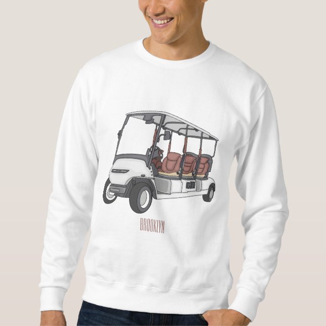 illustration av golfkart/golfbuggy-tecknad lång ärmad tröja (Framsida)