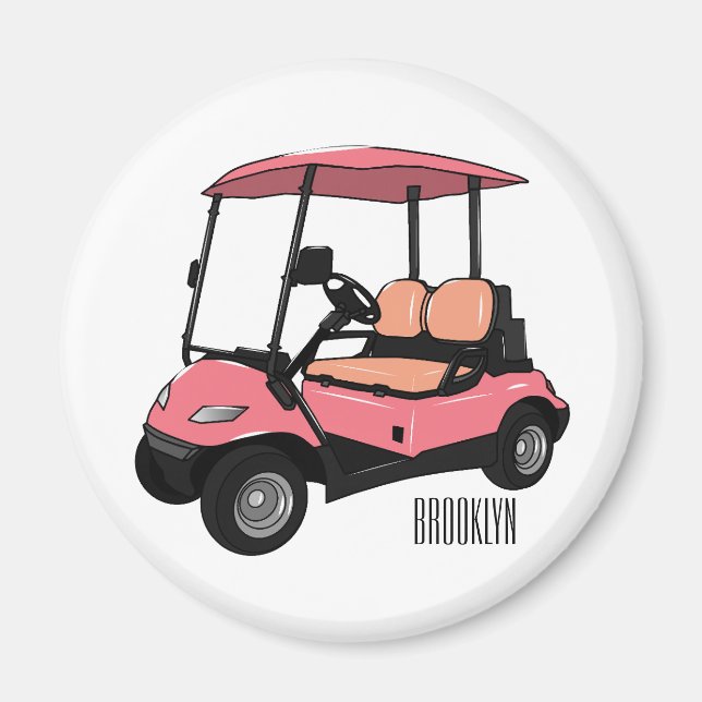 illustration av golfkart/golfbuggy-tecknad magnet (Framsidan)