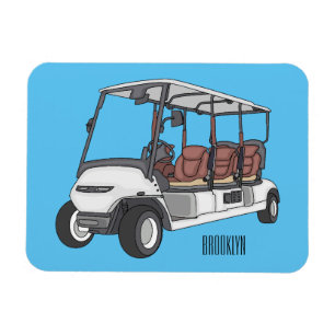illustration av golfkart/golfbuggy-tecknad magnet