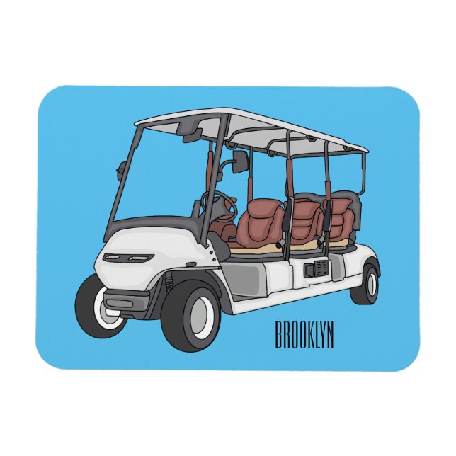 illustration av golfkart/golfbuggy-tecknad magnet (Horisontell)