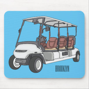 illustration av golfkart/golfbuggy-tecknad musmatta