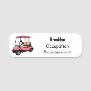 illustration av golfkart/golfbuggy-tecknad namnbricka