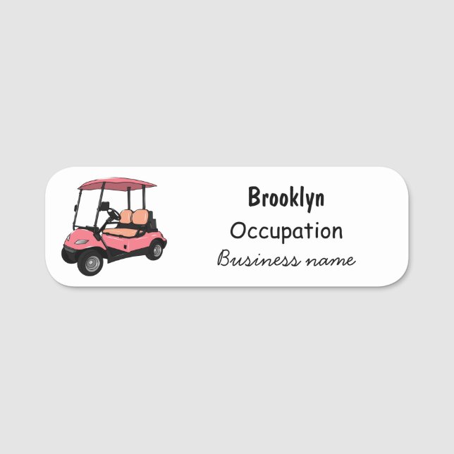 illustration av golfkart/golfbuggy-tecknad namnbricka (Framsida)