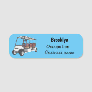 illustration av golfkart/golfbuggy-tecknad namnbricka