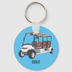 illustration av golfkart/golfbuggy-tecknad nyckelring