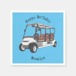 illustration av golfkart/golfbuggy-tecknad pappersservett
