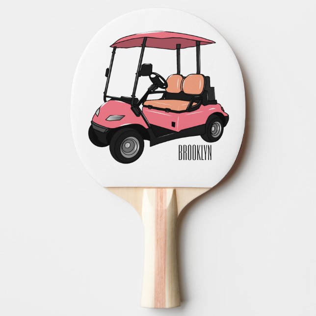 illustration av golfkart/golfbuggy-tecknad pingisracket (Framsidan)