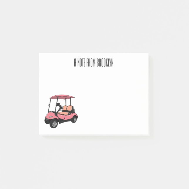 illustration av golfkart/golfbuggy-tecknad post-it block (Framsida)