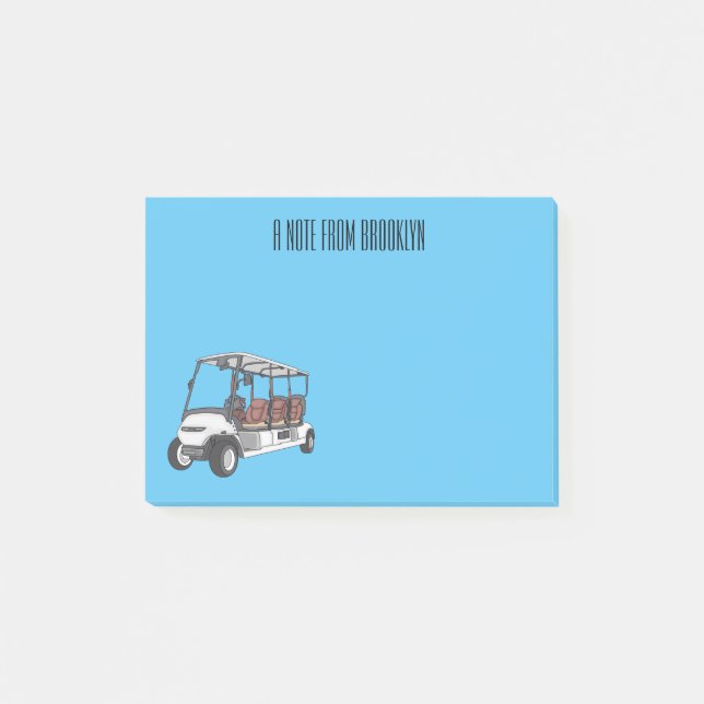 illustration av golfkart/golfbuggy-tecknad post-it block (Framsida)