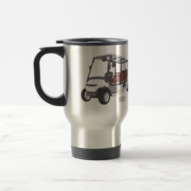 illustration av golfkart/golfbuggy-tecknad resemugg (Vänster)