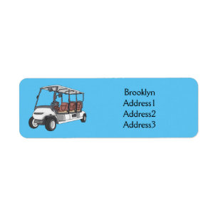 illustration av golfkart/golfbuggy-tecknad returadress etikett