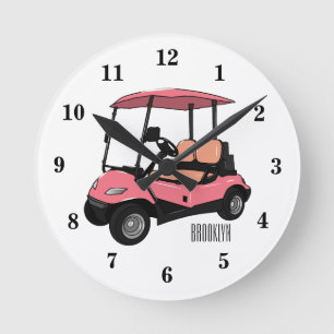 illustration av golfkart/golfbuggy-tecknad rund klocka