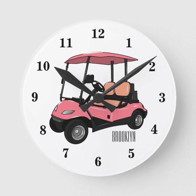 illustration av golfkart/golfbuggy-tecknad rund klocka (Framsida)