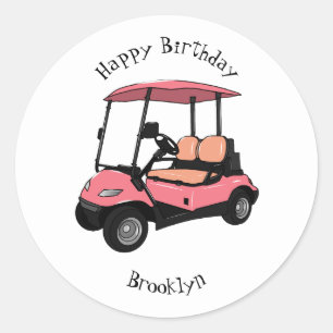 illustration av golfkart/golfbuggy-tecknad runt klistermärke