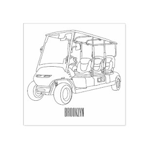 illustration av golfkart/golfbuggy-tecknad stämpel