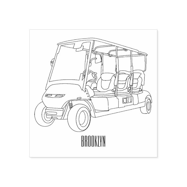illustration av golfkart/golfbuggy-tecknad stämpel (Tryck)