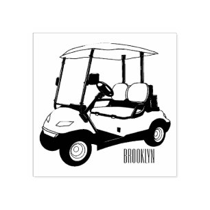illustration av golfkart/golfbuggy-tecknad stämpel