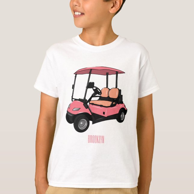 illustration av golfkart/golfbuggy-tecknad t shirt (Framsida)