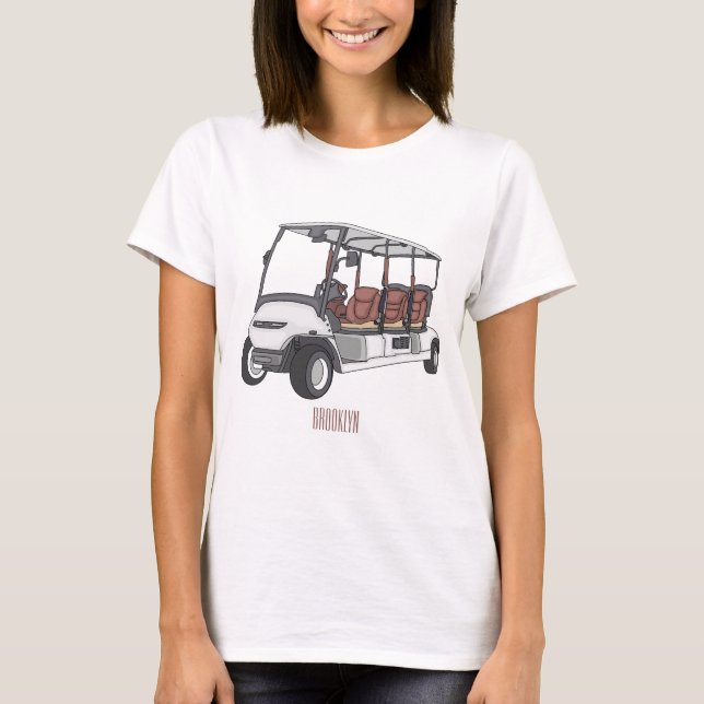 illustration av golfkart/golfbuggy-tecknad t shirt (Framsida)