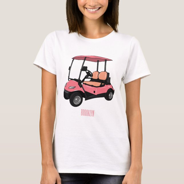 illustration av golfkart/golfbuggy-tecknad t shirt (Framsida)