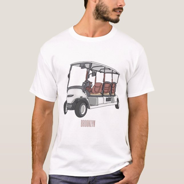 illustration av golfkart/golfbuggy-tecknad t shirt (Framsida)