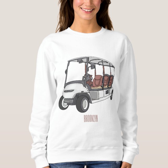 illustration av golfkart/golfbuggy-tecknad t shirt (Framsida)