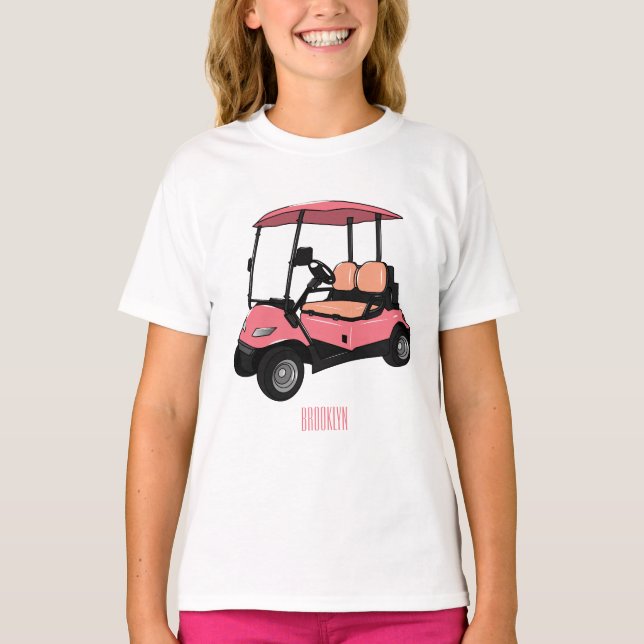 illustration av golfkart/golfbuggy-tecknad t shirt (Framsida)
