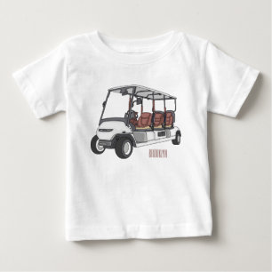 illustration av golfkart/golfbuggy-tecknad t shirt