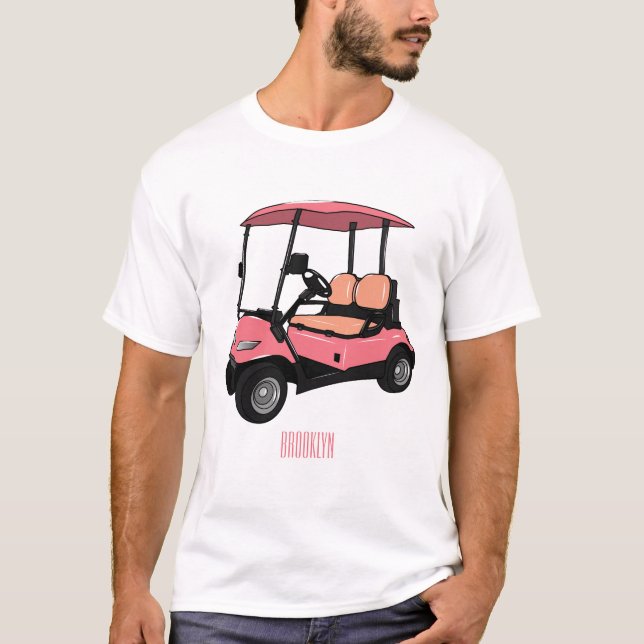 illustration av golfkart/golfbuggy-tecknad t shirt (Framsida)