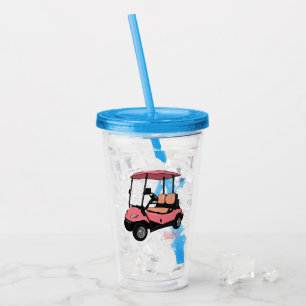 illustration av golfkart/golfbuggy-tecknad take away mugg