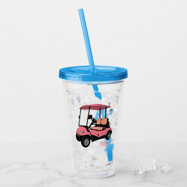 illustration av golfkart/golfbuggy-tecknad take away mugg (Framsida Ice)