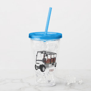 illustration av golfkart/golfbuggy-tecknad take away mugg