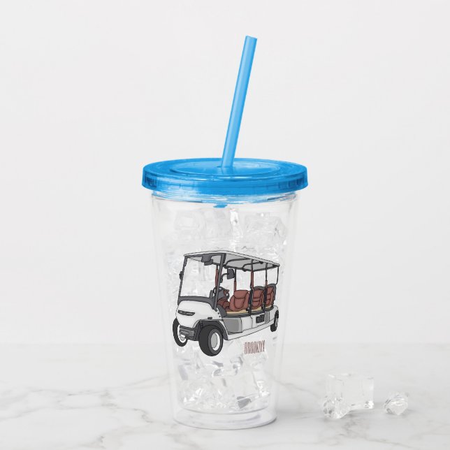 illustration av golfkart/golfbuggy-tecknad take away mugg (Baksida Ice)