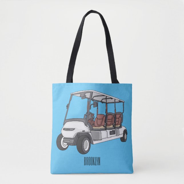 illustration av golfkart/golfbuggy-tecknad tygkasse (Framsida)